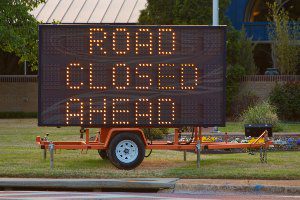 road closure sign